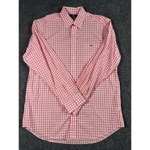 Vineyard Vines Shirt Mens Large Pink White Plaid Slim Fit Tucker Button Down